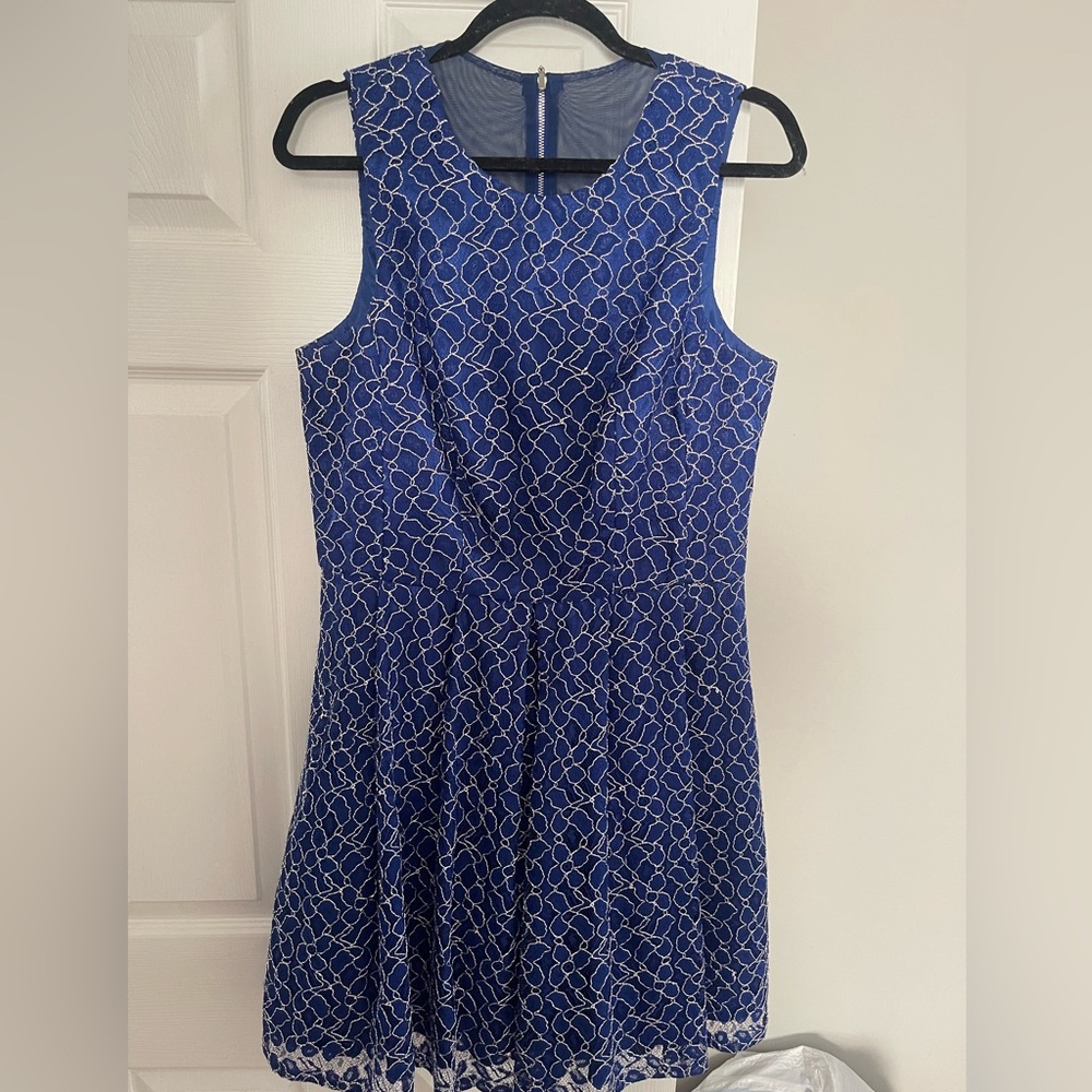 Xscape Blue Sleeveless A-Line Cocktail Dress